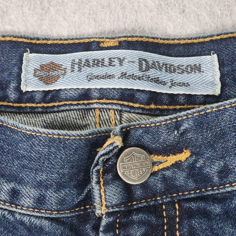 Harley Davidson Motorcycle Jeans Mens 42x32‎ Blue Medium Wash Biker Cotton Denim